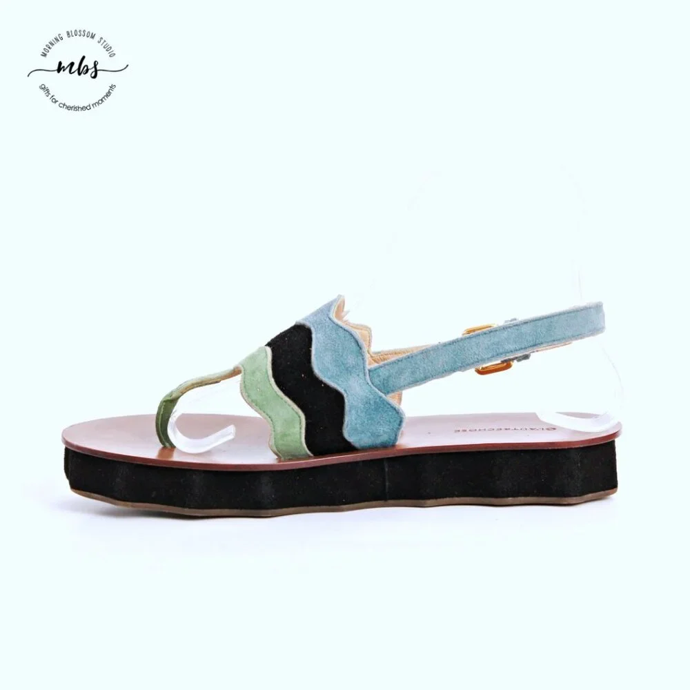 Ol'autre‎ Chose Platform Suede Ankle Strap Thong Sandals Multicolor Women US 6.5 - Picture 7 of 14